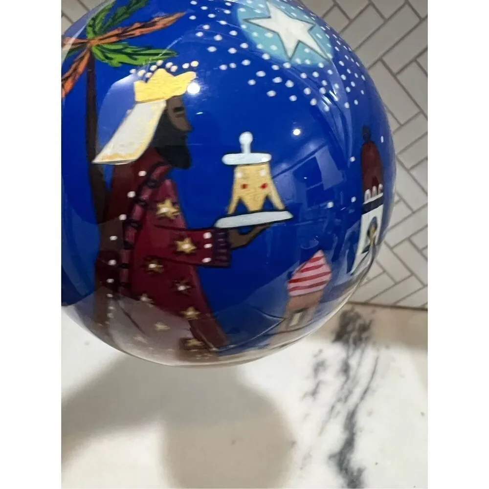 2014 Pier One Li Bien Ornament Bethlehem Reverse Hand Painted Glass Christmas